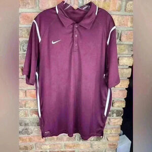 NIKE Dri-Fit Polo Move To Zero Victory Coaches Maroon Golf Shirt Mens Size XL